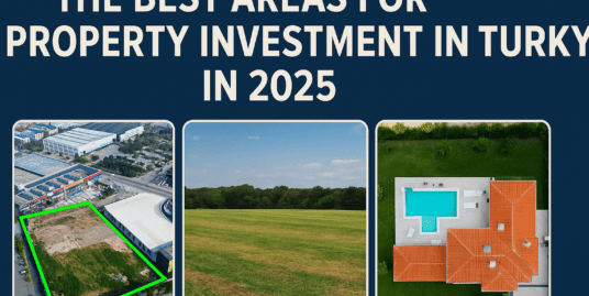 Infographic showing residential, land, and industrial investment zones in Turkey – 2025